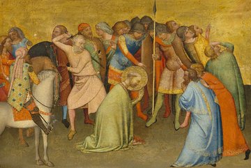  	Bernardo Daddi, Enthauptung der heiligen Reparata, um 1345, H: 26 cm B: 36,5 cm, Tempera (?) auf Holz, Goldgrund, Gemäldegalerie Alte Meister, Gal.-Nr. 3577