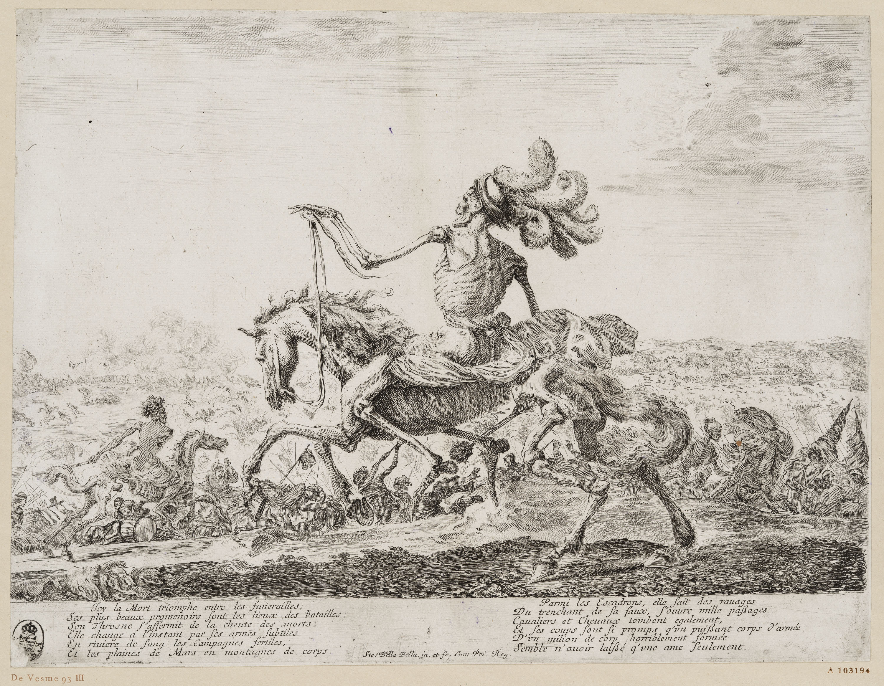 Stefano della Bella, Der Tod reitet über ein Schlachtfeld, 1645/48