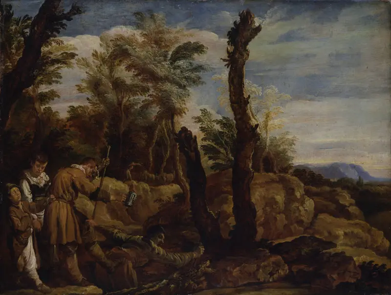 Eine italienische Landschaft mit Hirtenjungen 