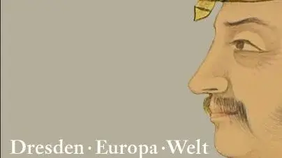 Plakat für eine Ausstellung über indische Malerei im Dresdner Kupferstich-Kabinett.