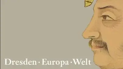 Plakat für eine Ausstellung über indische Malerei im Dresdner Kupferstich-Kabinett.