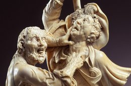 Zwei sich raufende Männer, Niederlande oder Frankreich, um 1700–1750 Figuren aus Elfenbein, die sich gegenseitig bekämpfen