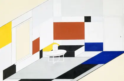 Piet Mondrian, Farbentwurf für den Salon der Ida Bienert (Axono Ein kubistisches Gemälde