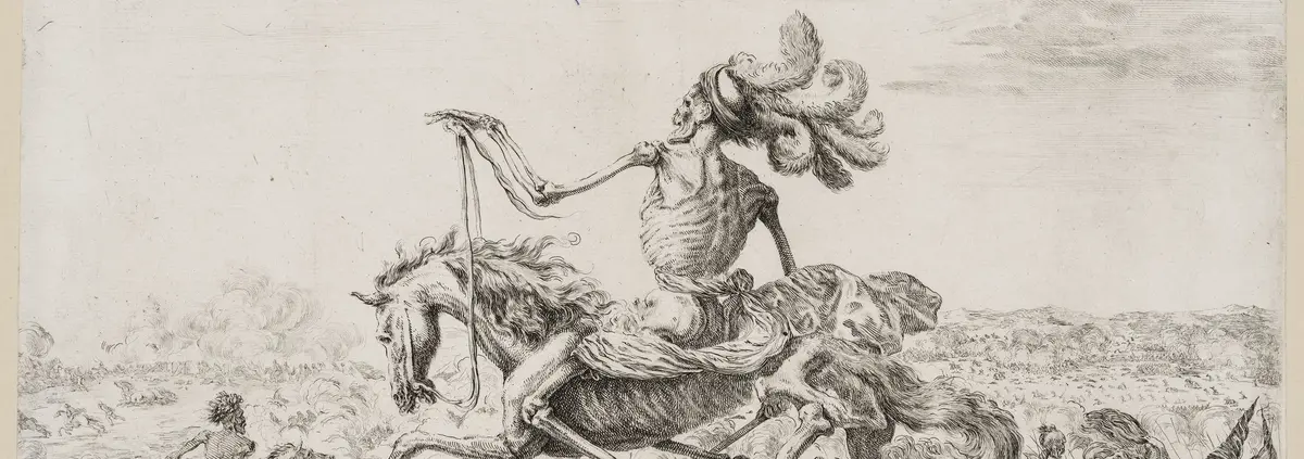 Stefano della Bella, Der Tod reitet über ein Schlachtfeld, 1645/48