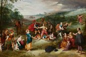Frans Francken, Allegorie der Folgen des Krieges, um 1615 Menschen in einer vom Krieg zerstörten Landschaft