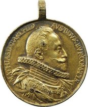 Medaille, darauf seitliches Portrait eines Mannes mit Halskrause