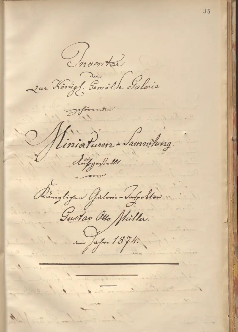 handschriftliches Titelblatt eines alten Inventarbuches