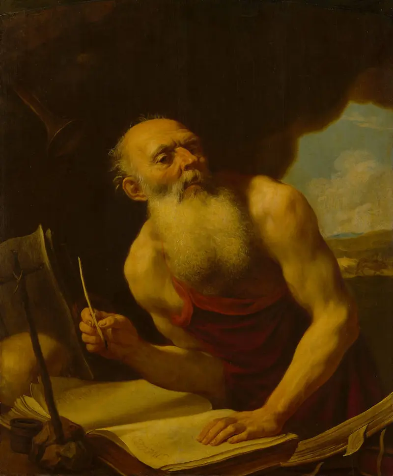 Ein alter Mann beim Schreiben