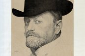 Otto Greiner, Selbstbildnis, 1913 Gesicht eines Mannes mit Hut