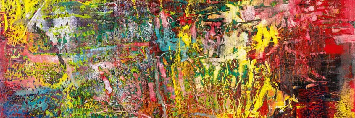 Verschiedene Farbschichten übereinander, an verschiedenen Stellen teilweise oder ganz heruntergekratzt