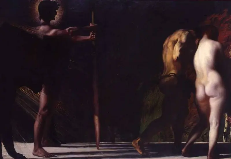 düsteres Ölgemälde mit drei Bibelgestalten