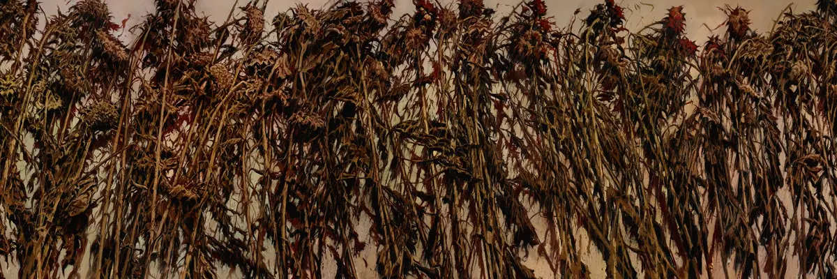 Gemälde mit verdorrten Sonnenblumen