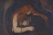 Edvard Munch, Vampir, 1895 rothaarige Frau, die sich über einen Mann lehnt