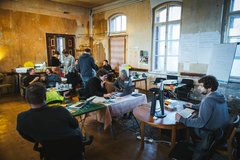 Die Kunst-Aktion und Workshop &quot;Vom Abstellgleis zum Aktionsraum&quot; am 14.12.2019 im Bahnhof von Bad Düben für die &quot;180 Ideen für Sachsen&quot;.