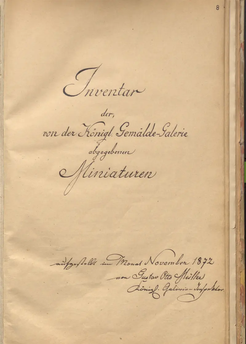 handschriftliches Titelblatt eines alten Inventarbuches