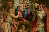 Correggio, Madonna des heiligen Georg, um 1525-30 Frau hält Baby im Arm, umringt von Menschen und Engeln
