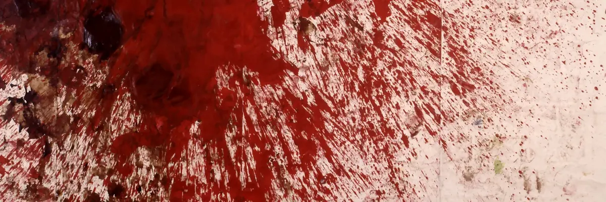 Hermann Nitsch, Aktionsrelikt (Aktionsmalerei) der 80. Aktion Prinzendorf 1984 (Großes 3 Tage-Spiel), 1984