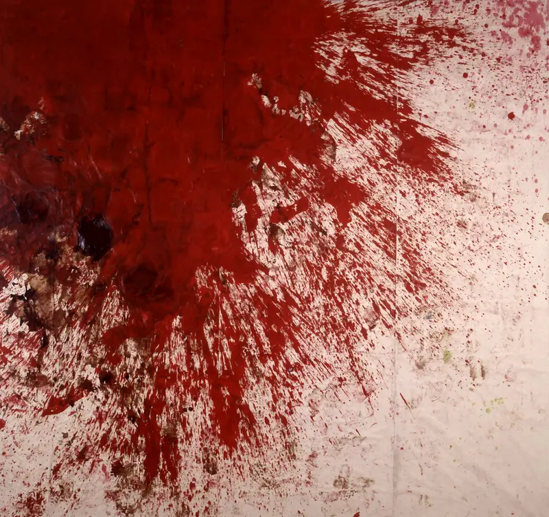 Hermann Nitsch, Aktionsrelikt (Aktionsmalerei) der 80. Aktion Prinzendorf 1984 (Großes 3 Tage-Spiel), 1984