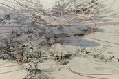 Julie Mehretu, Manifestation, 2003 abstraktes Werk mit Strichen und Farbflächen
