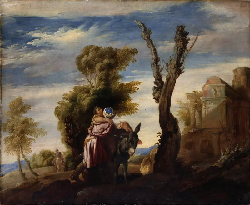 Eine südliche Landschaft mit einem Mann im Türban