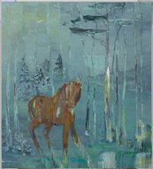 Valérie Favre, Das Geräusch, 2006 Pferd in einer Waldlandschaft