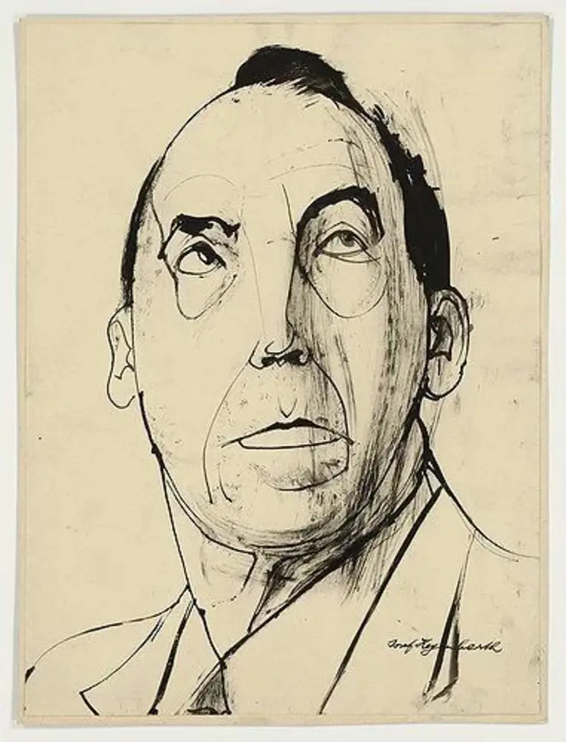 Pinselzeichnung eines Männerkopfes