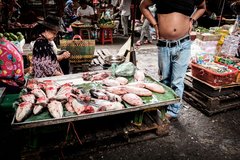 Foto von Fischen auf einem Marktstand