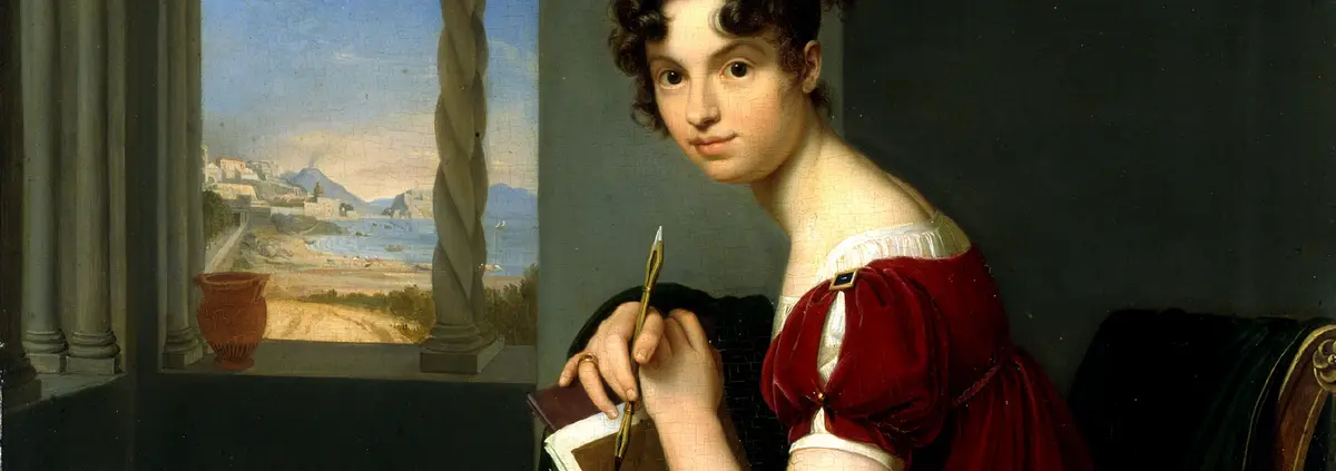 Eine Frau mit Malutensilien 