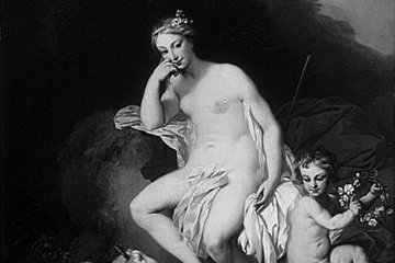 Ausschnitt aus: Christian Wilhelm Ernst Dietrich (1712-1774), Venus als Schäferin, Öl auf Buchenholz, 38 x 30 cm (nach Kat. 1880), Gal.-Nr. 2130
