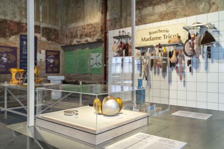 Ausstellungsraum mit Objekten und Vitrinen
