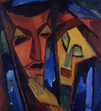 Karl Schmidt-Rottluff, Frauenkopf mit Maske, 1912