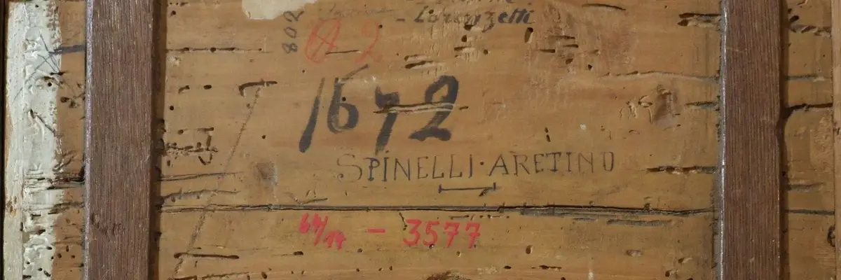 Hölzerne Rückseite eines Gemäldes