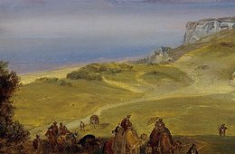 Carl Rottmann, Meerenge von Messina, 1828 Panoramaanischt der Meerenge von Messina