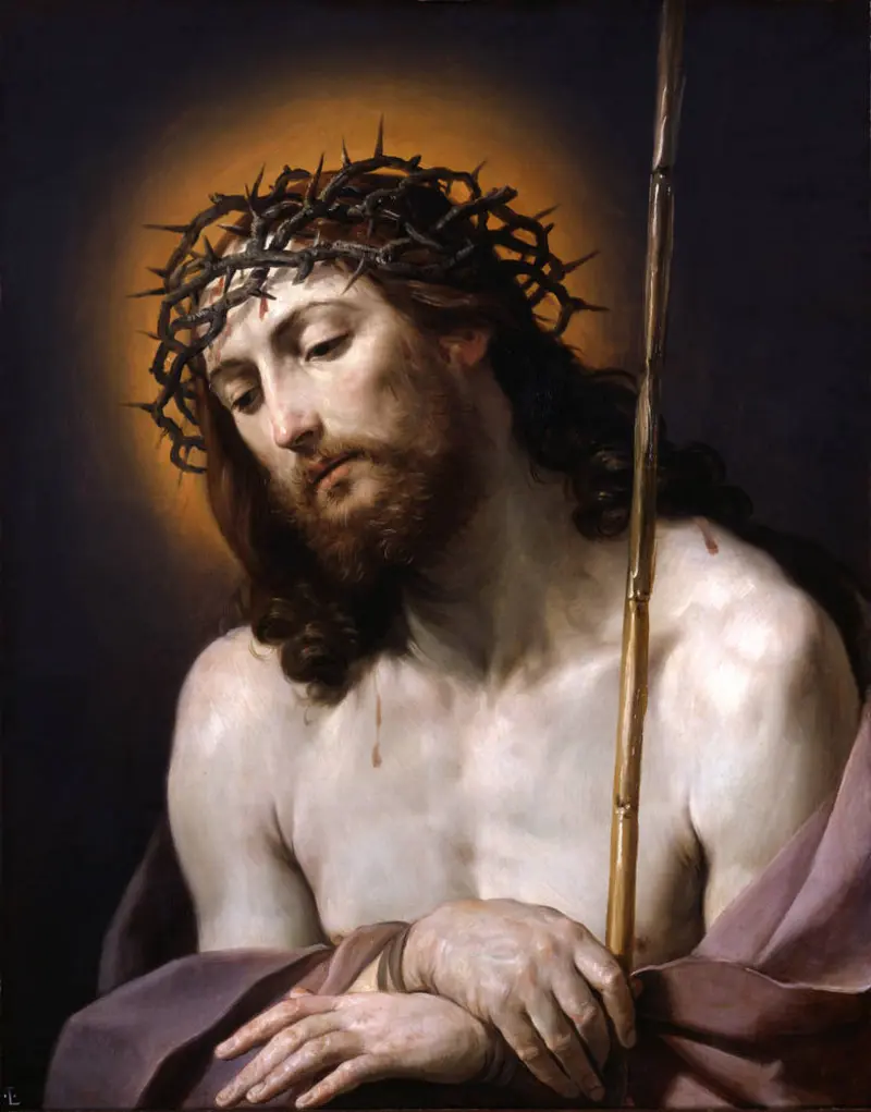 Ein Porträt von Jesus Christus in einem Dornenkranz