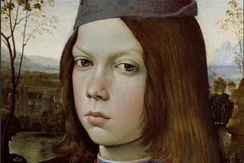 Ein Sammlungskatalog der Gemäldegalerie Alte Meister mit dem Porträt eines kleinen Jungen auf dem Buchdeckel. 
