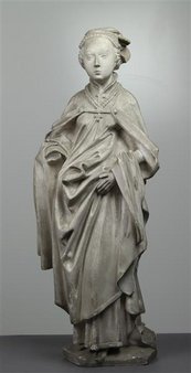 Weibliche Statuette vom Grabmal des Louis de Mâle Skulptur einer Frau im Gewand